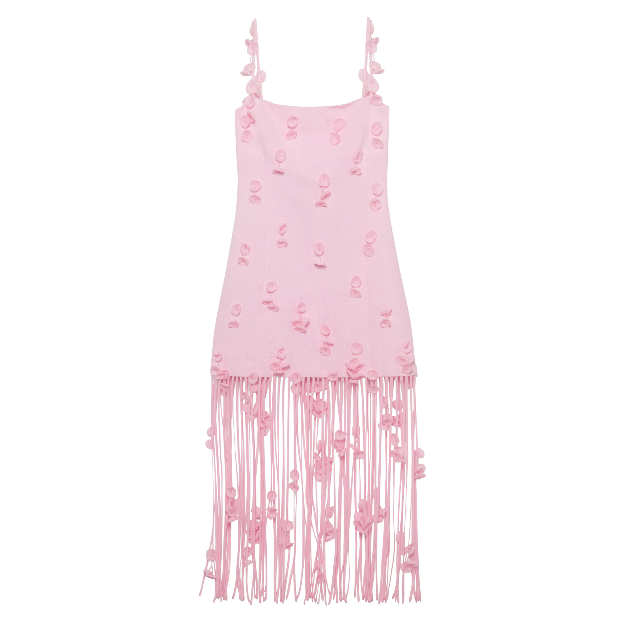 Juliana Sleeveless Floral Applique Midi Dress