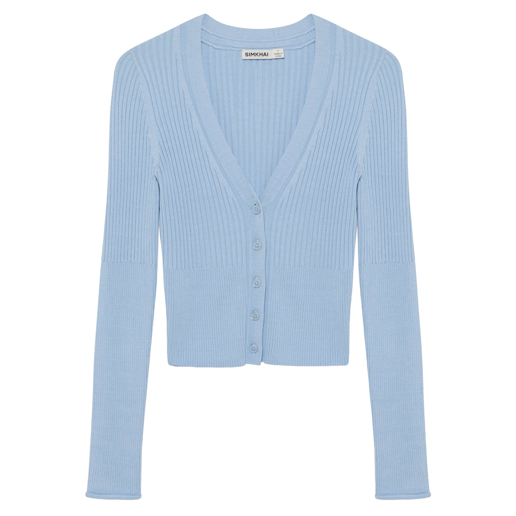 Ailany Long Sleeve Shrunken Rib Knit Cardigan