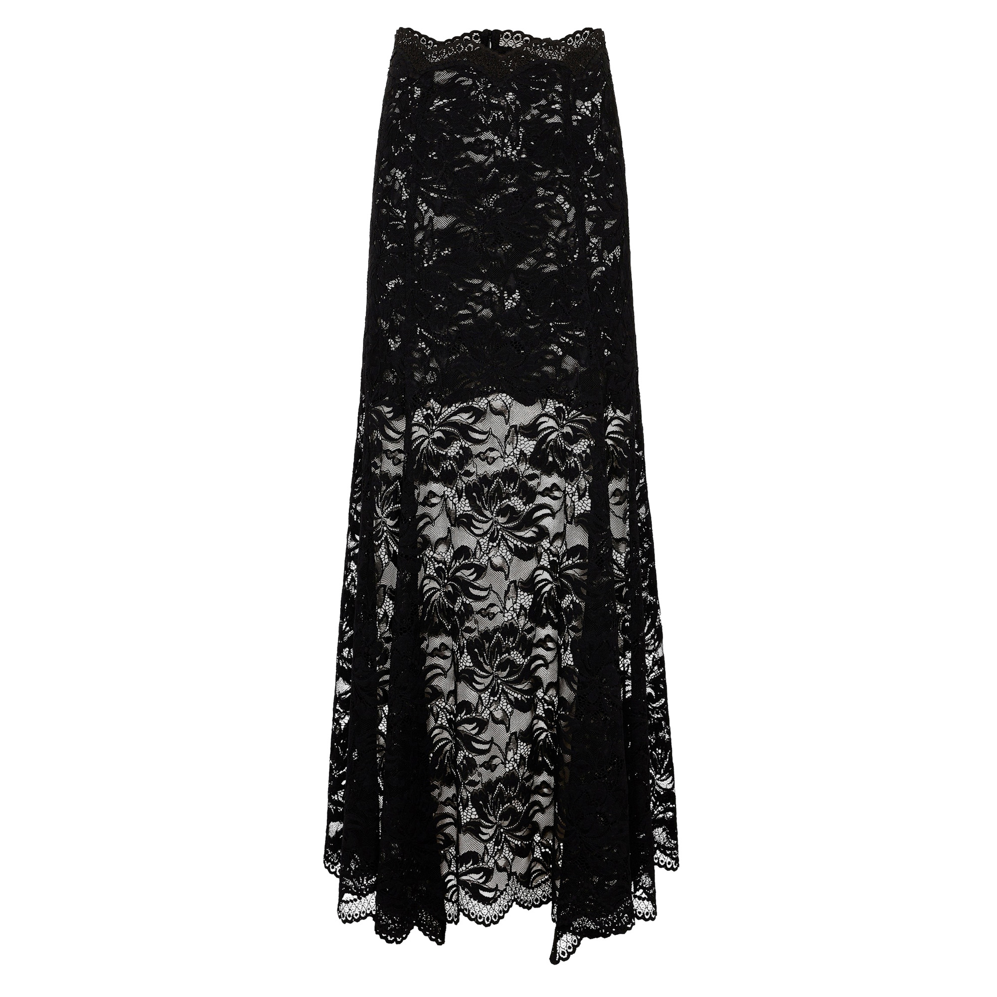 Flared Hem Lace Maxi Skirt