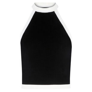 Contrasted Knit Halterneck Top