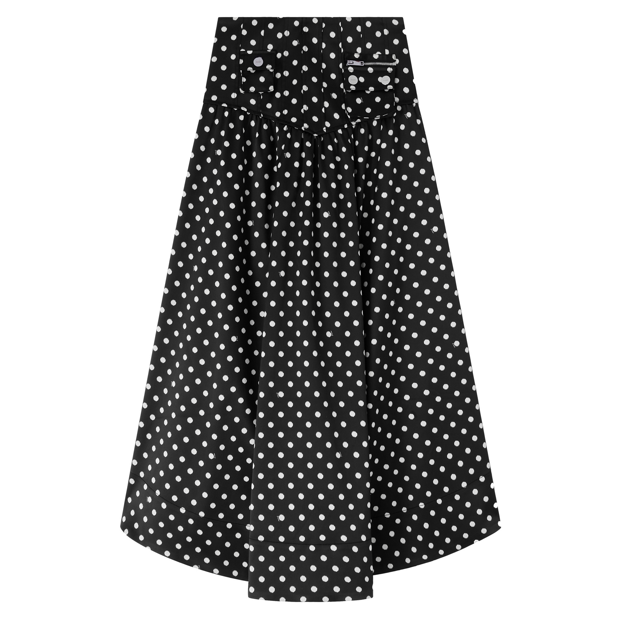 Polka-Dot Double Satin Corset Midi Skirt