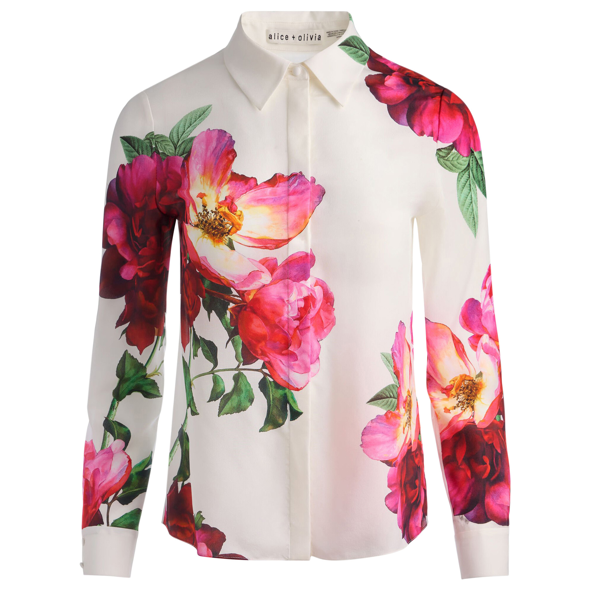 Willa Long Sleeve Hidden Placket Silk Blouse