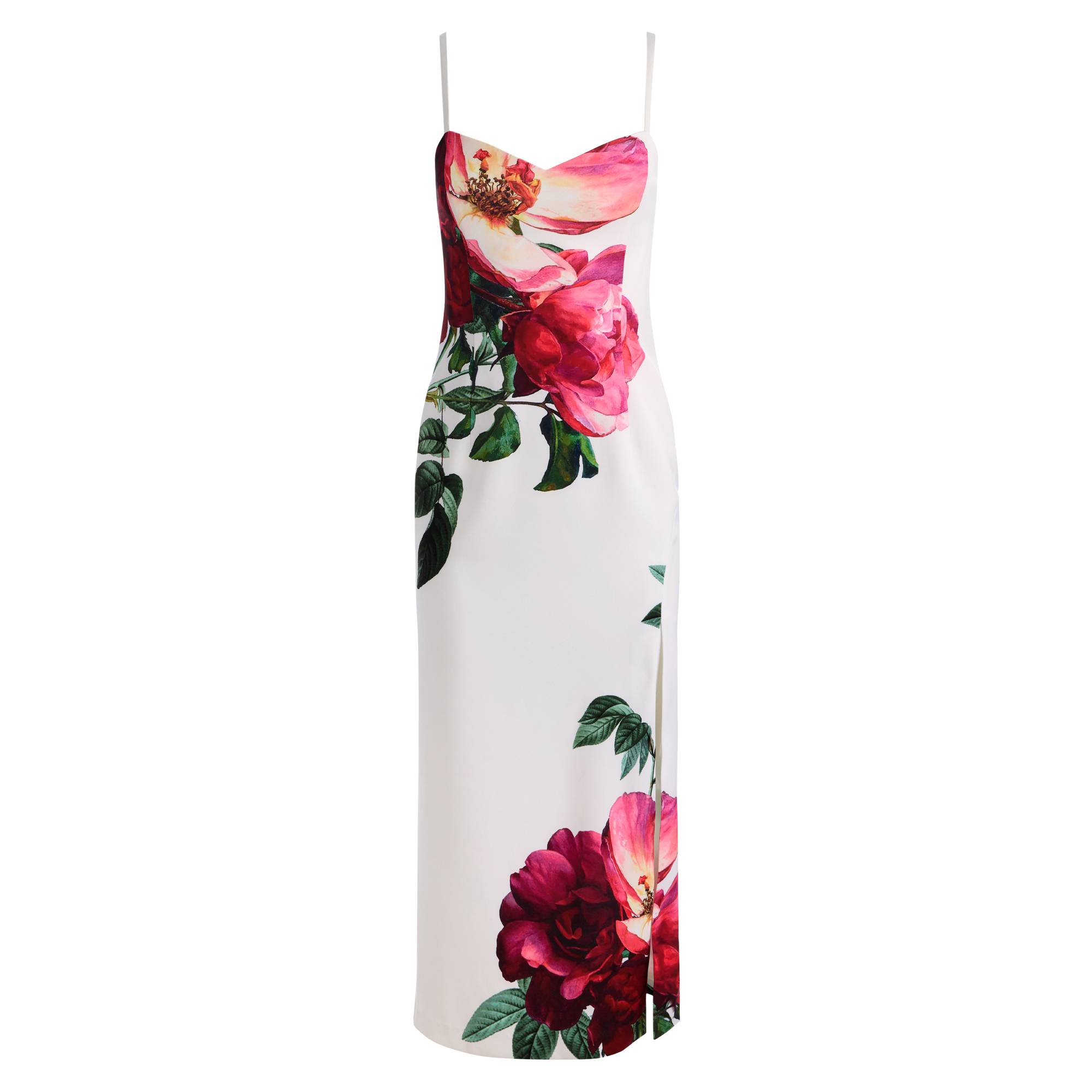 Nina Sweetheart Neckline Spaghetti Strap Midi Dress With Side Slit