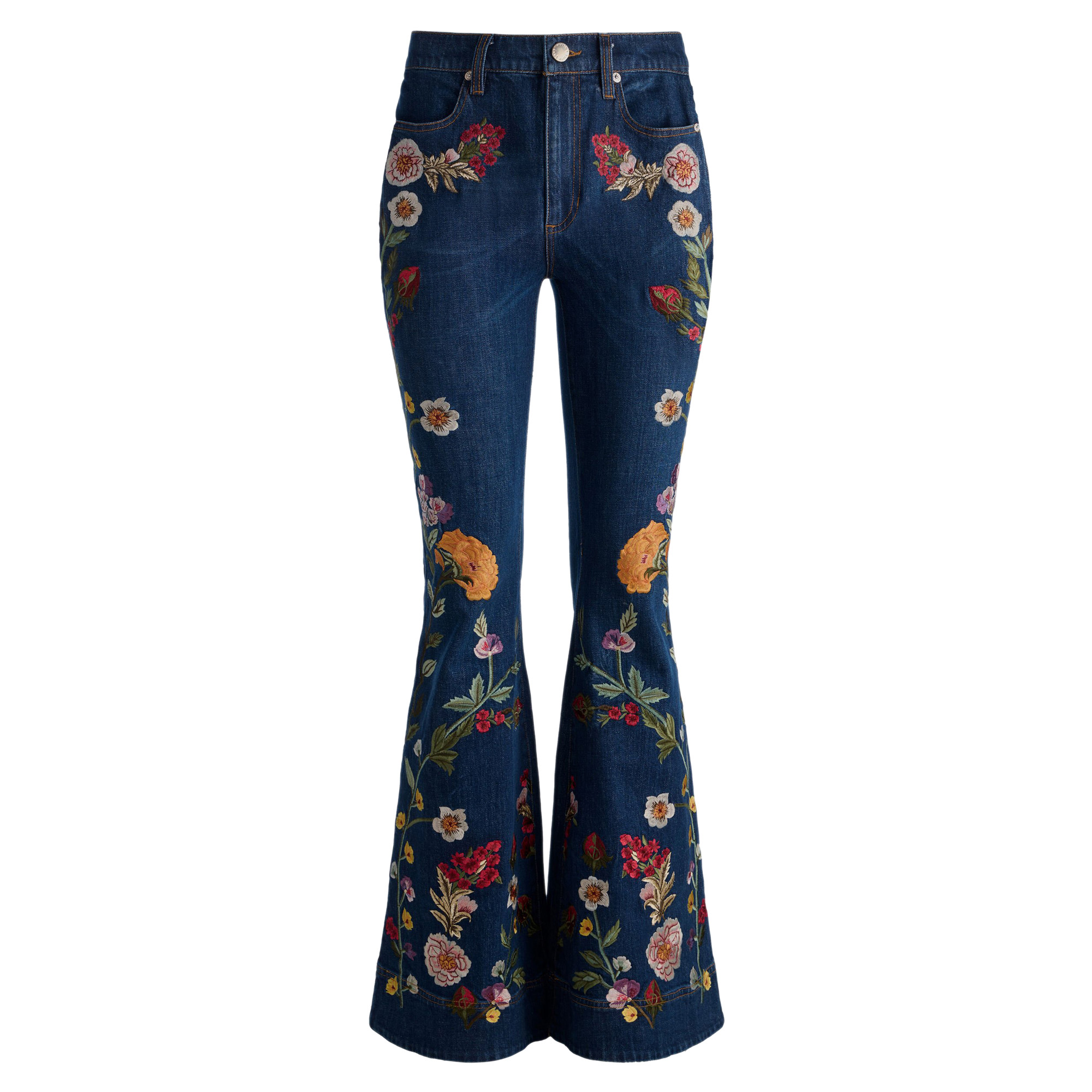 Beautiful High Rise Embroidered Bell Bottom Jeans