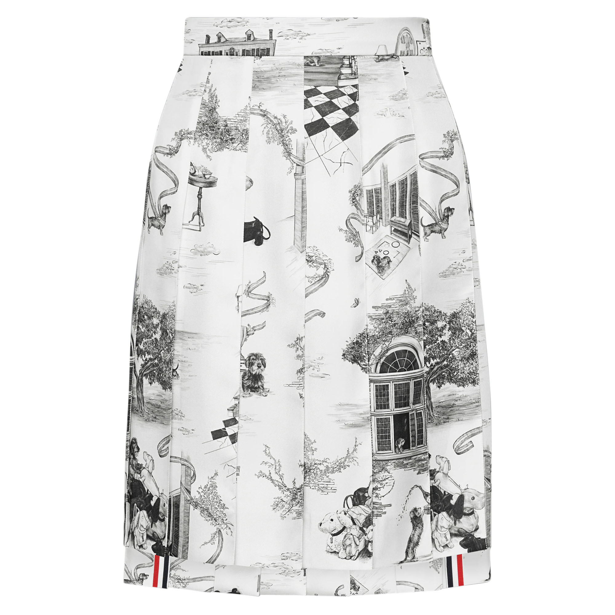 Silk Twill Pleated Skirt In Hector Toile