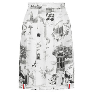 Silk Twill Pleated Skirt In Hector Toile