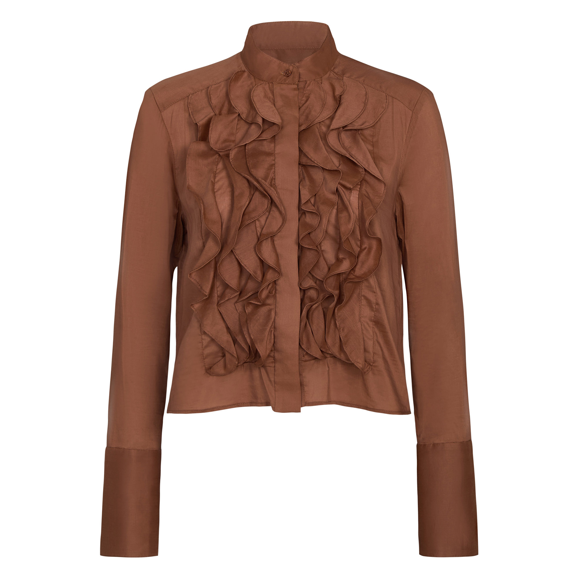 Patti Cropped Ruffle-Bib Blouse