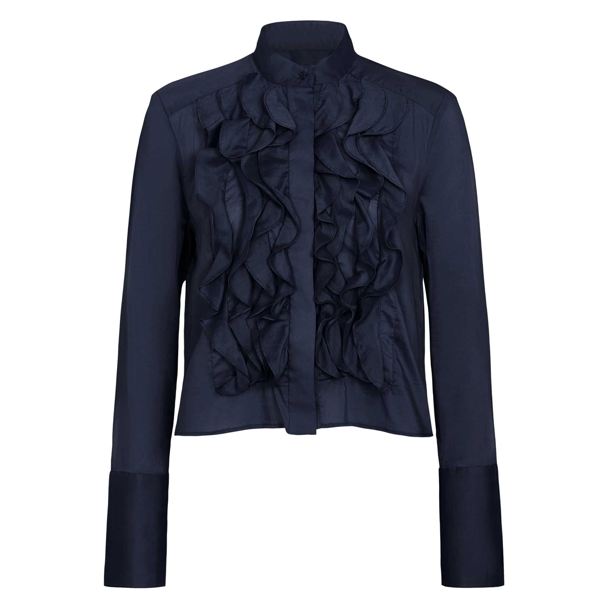 Patti Cropped Ruffle-Bib Blouse