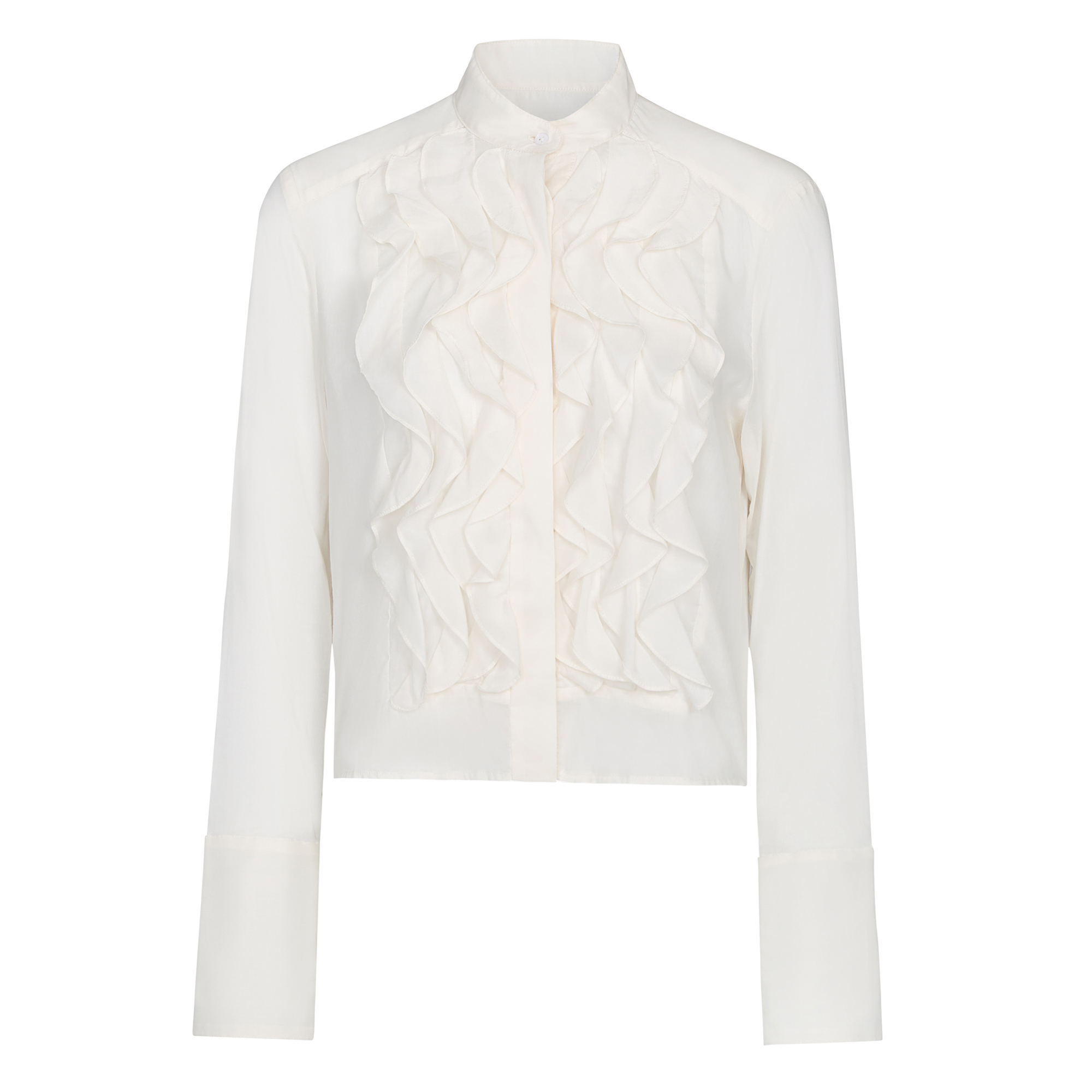 Patti Cropped Ruffle-Bib Blouse
