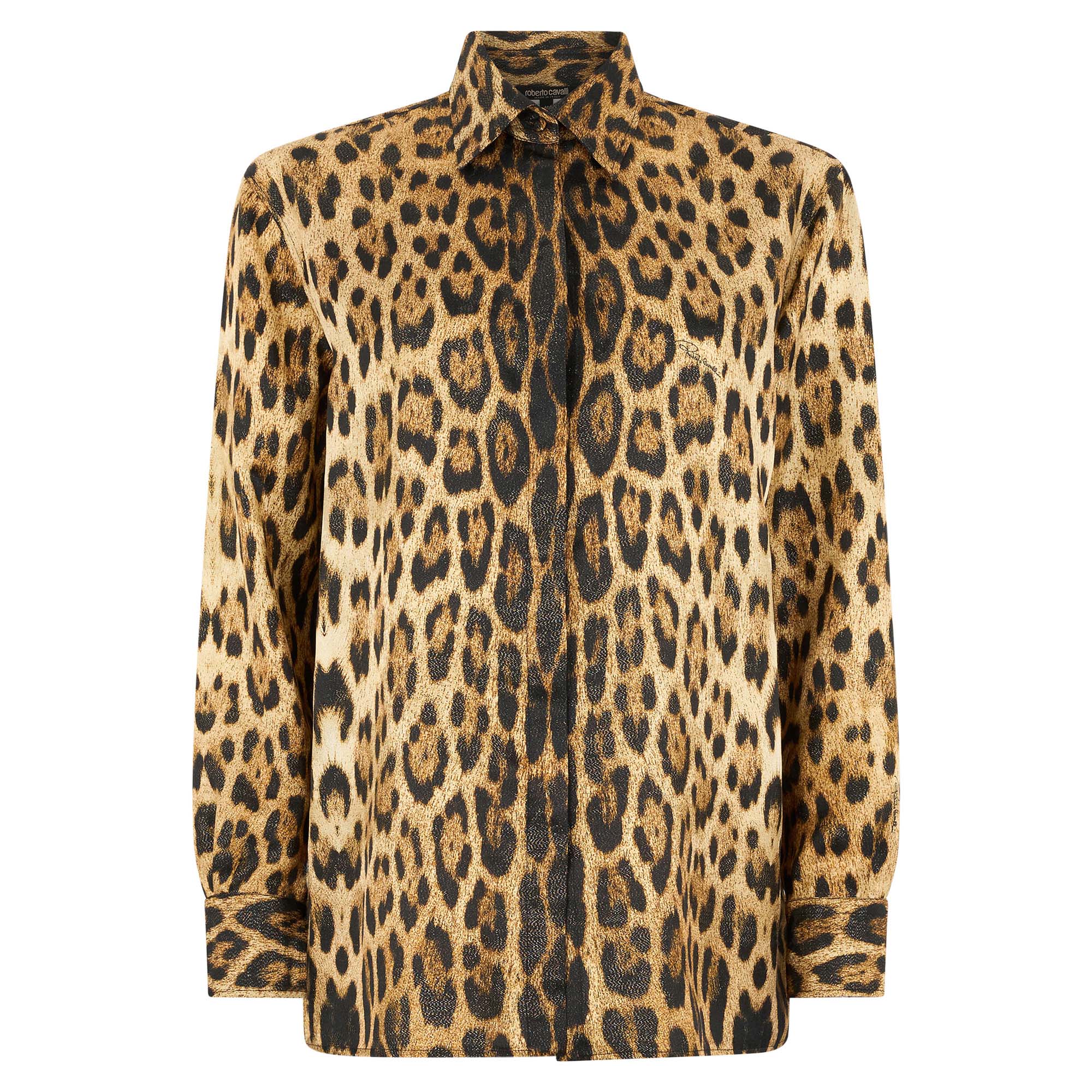 Leopard Print Long Sleeve Button Down Blouse