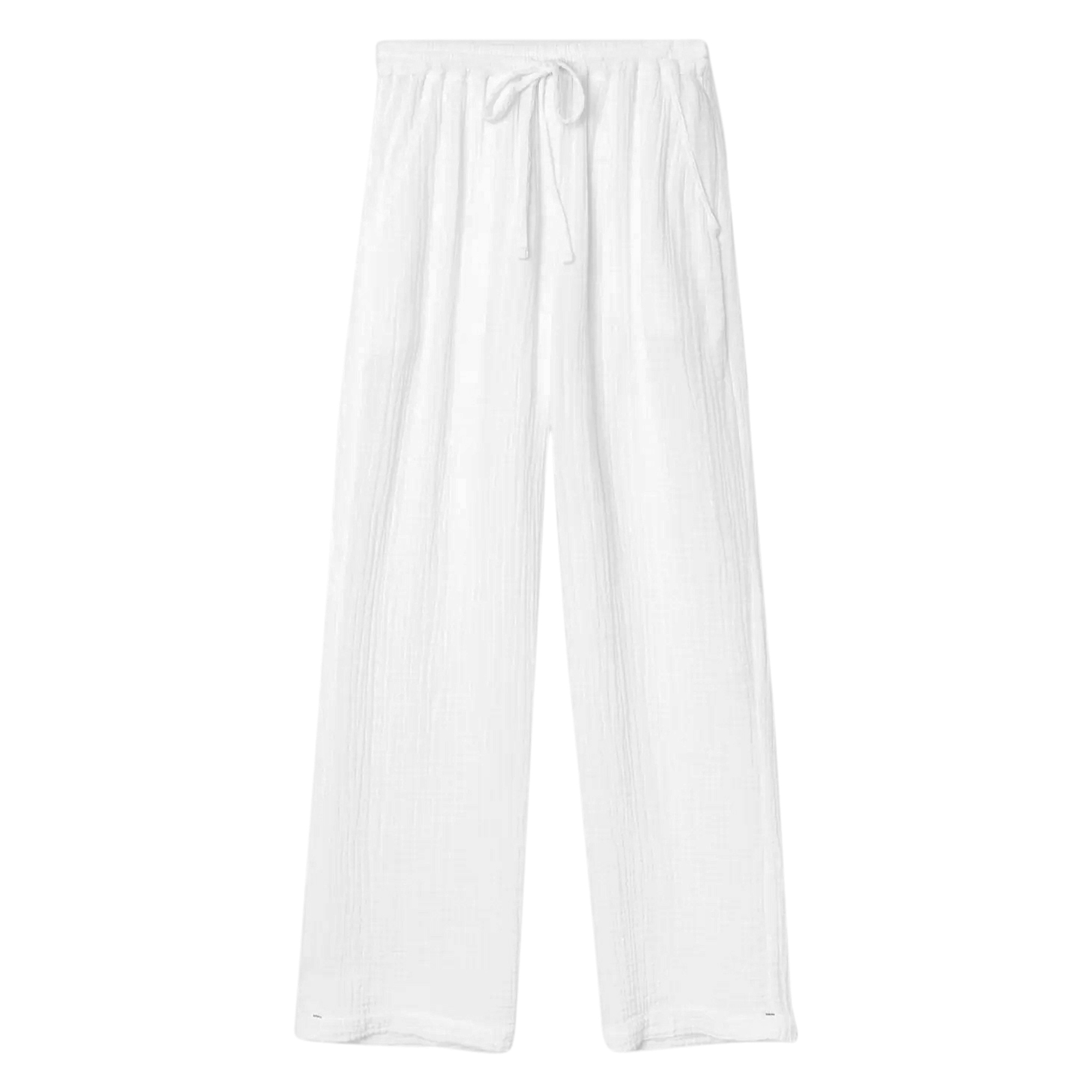 Devon Straight-Leg Cotton Gauze Pull-On Pant
